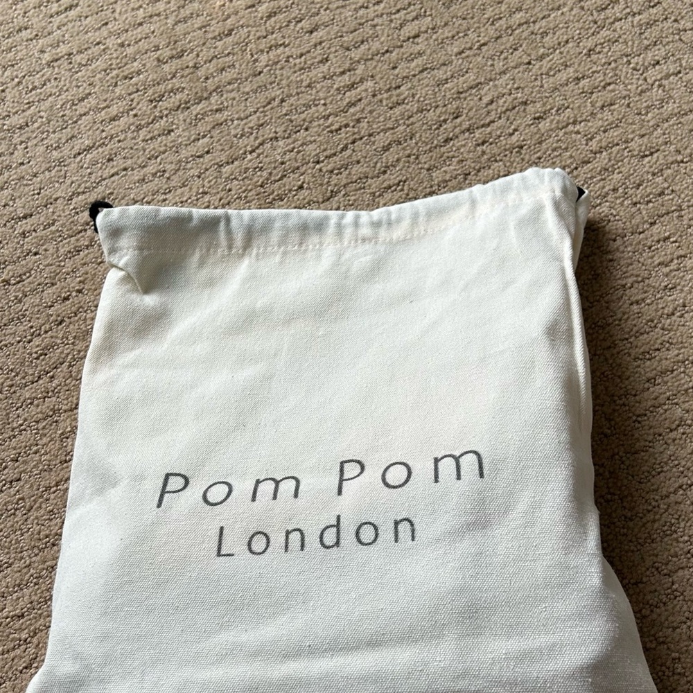 Pom Pom London Black Woven Crossbody Bag with Striped Shoulder Strap - Picture 4 of 4